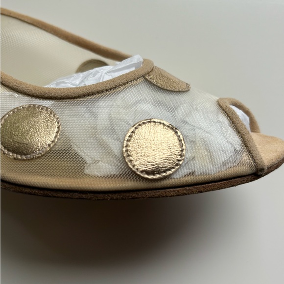 RAMON TENZA Gold Polka Dot Mesh Unique Heel Size 8.5 Y2K - Picture 3 of 12